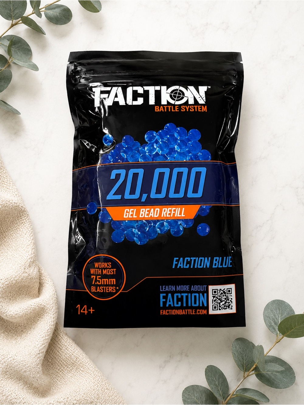 Faction Battle System 20,000 Blue Gel Bead Refill Ammo 7.5mm Blasters New